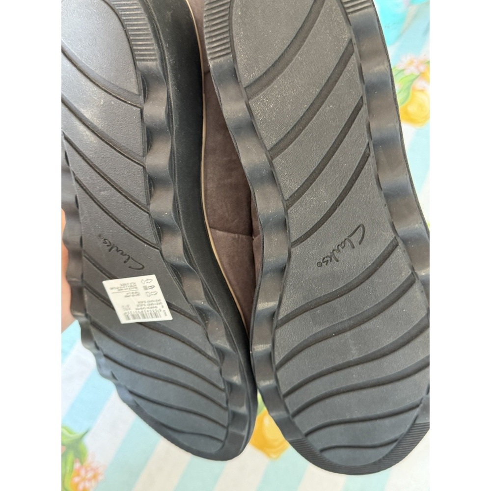 Clarks Womens Sharon Dasher Loafer Size 11 Gray Suede Platform Wedge Shoe Bow - Picture 4 of 4